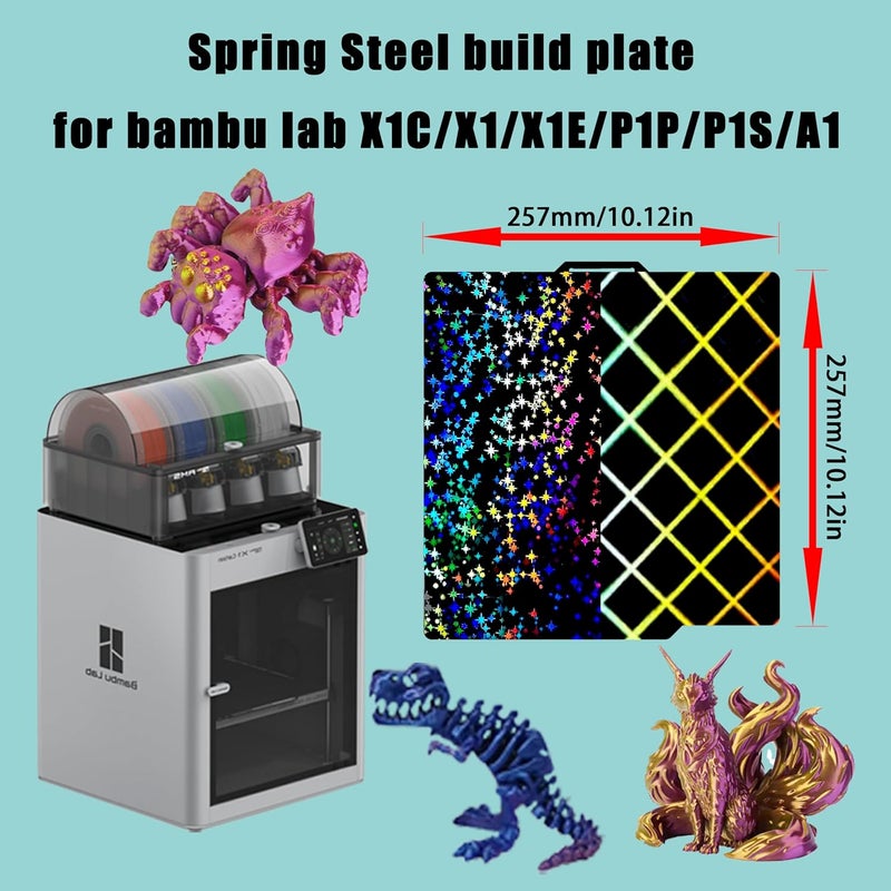 Tiny Trees Build Plate for Bambu Lab P1S P2S A1 X1 X1C X1E P1P: TinytreesSmooth PEI H1H Carbon PET PEO PEY Sheet Bed Plate P1S Build Plate for 3D Printing Hobbyist, 257 X 257mm (PEY-Skynet + PEY-Stars) - Image 3